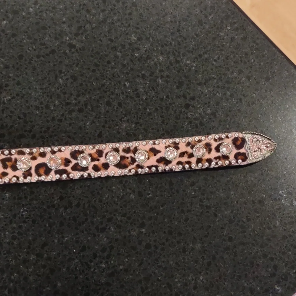 LEATHERROCK | Pink 🩷 Leopard Calf Hair Rhinestone Embellished Cowgirl Belt